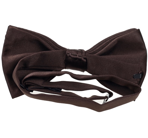 Brown satin bow tie reverse