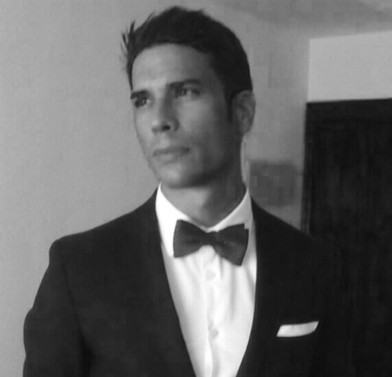 Black satin bow tie