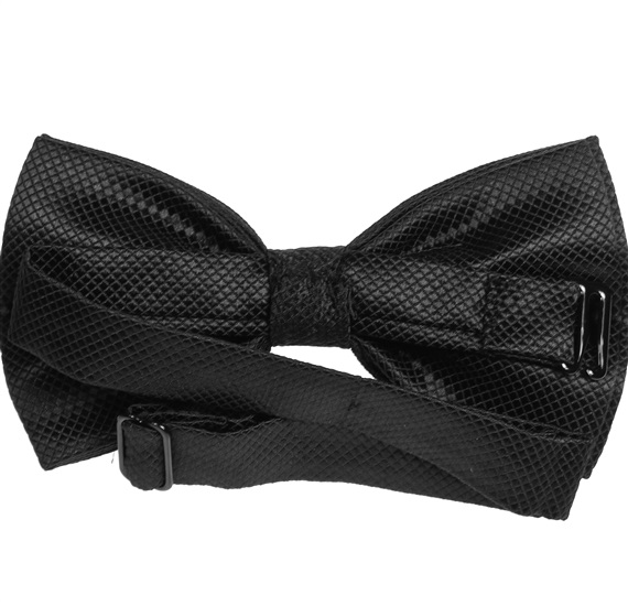 Black satin bow tie reverse