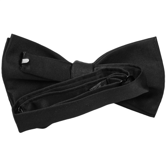 Black satin bow tie reverse