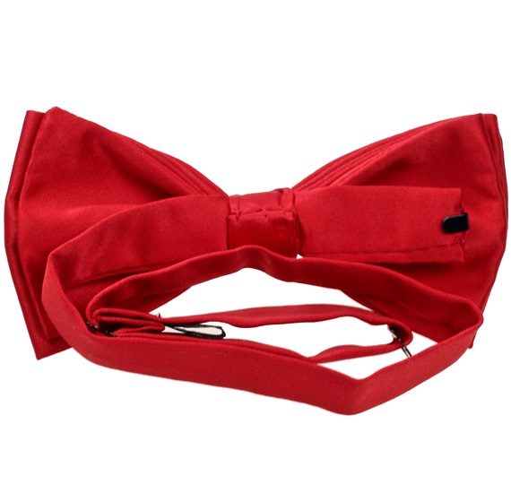Red satin bow tie reverse