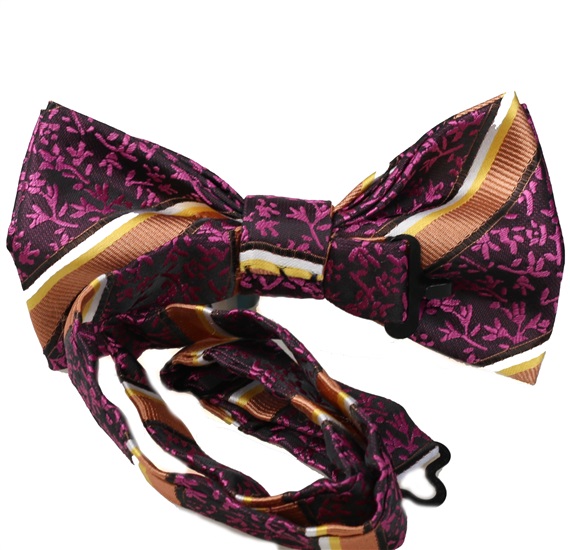 Bow tie with flowers and stripes reverse
