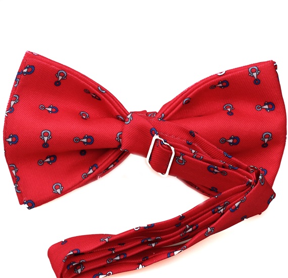 Red bow tie with stirrup reverse