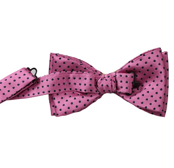 Pink bow tie with black dots reverse