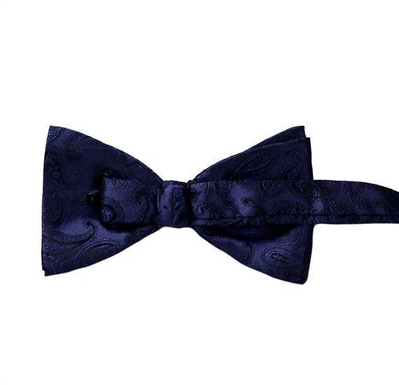 Blue bow tie with paisley reverse