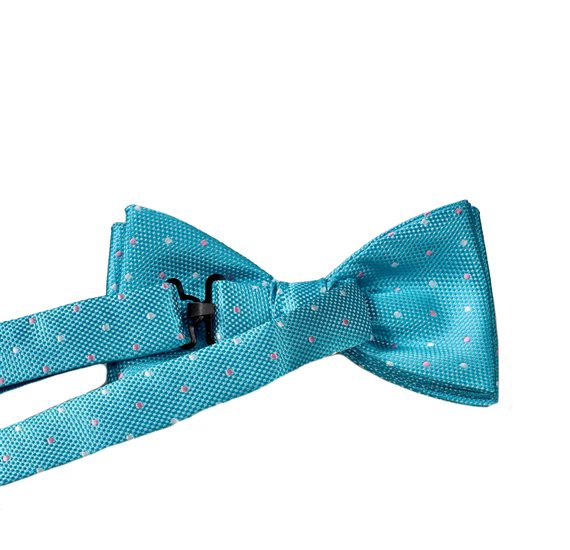 Turquoise Bow Tie with Dots Reverse