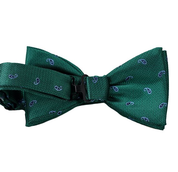 Green Bow Tie with Paisley Reverse