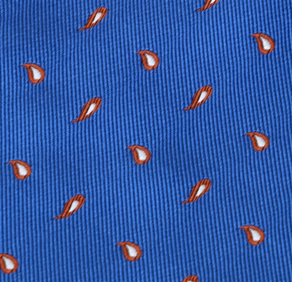 Royal blue bow tie and pocket square with paisley woven