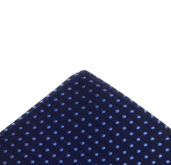 Deep blue pocket square with sky blue dots