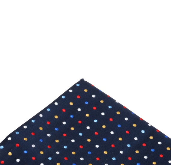 Blue pocket square with multicolor dots