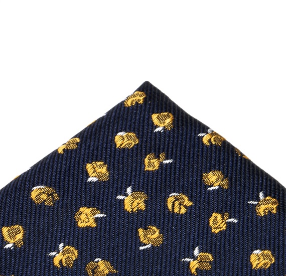 Blue pocket square with yellow roses