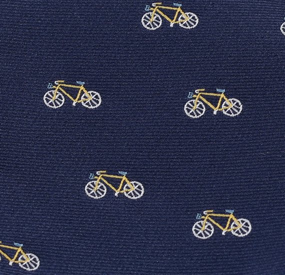 Dark Blue Pocket Square with Yellow Bicycles
