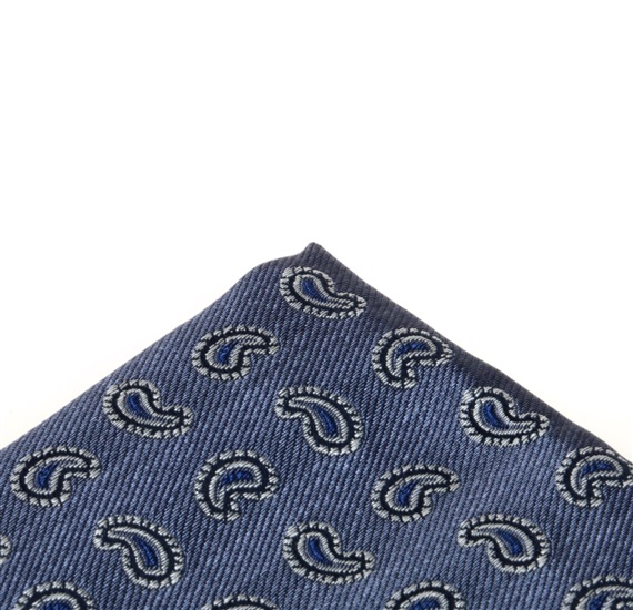 Cobalt blue pocket square with paisley