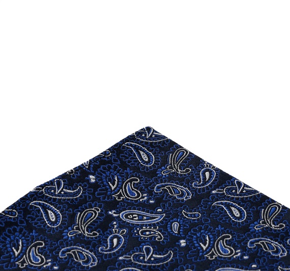 Blue pocket square with royal blue cashmere