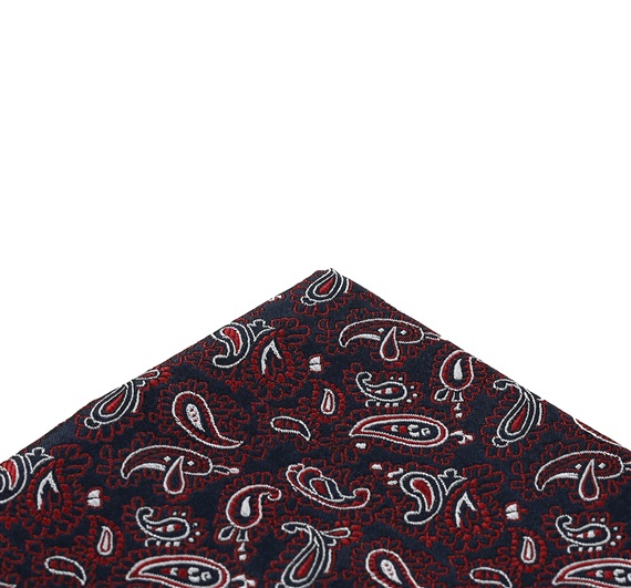 Blue pocket square with garnet cashmere