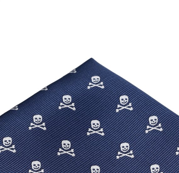 Blue Pocket Square with skulls