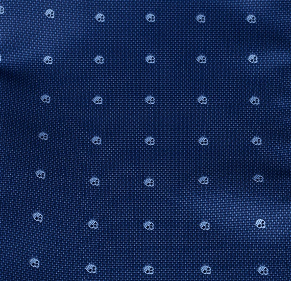 Blue pocket square with sky blue skulls