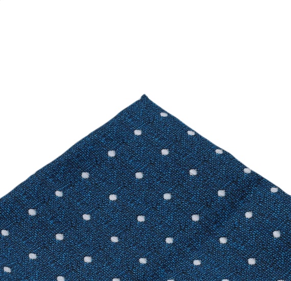 Blue pocket square with white dots