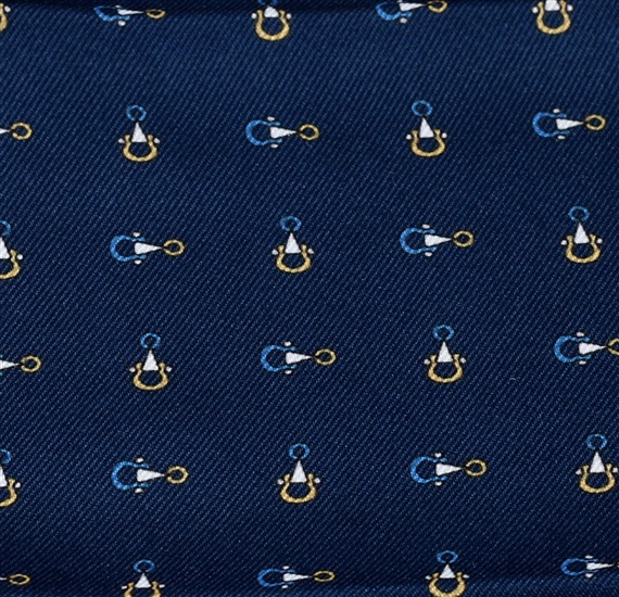 Blue pocket square with stirrups