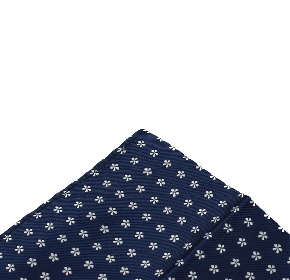 Blue pocket square with white daisies