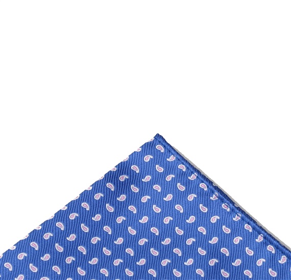 Royal blue pocket square with pink cashmere