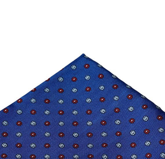 Royal blue pocket square with flowers