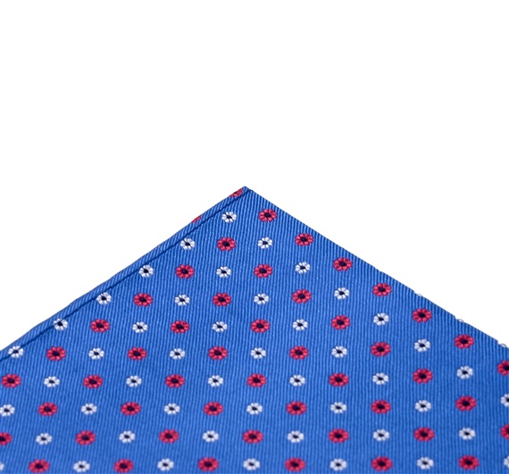 Royal blue pocket square with daisies