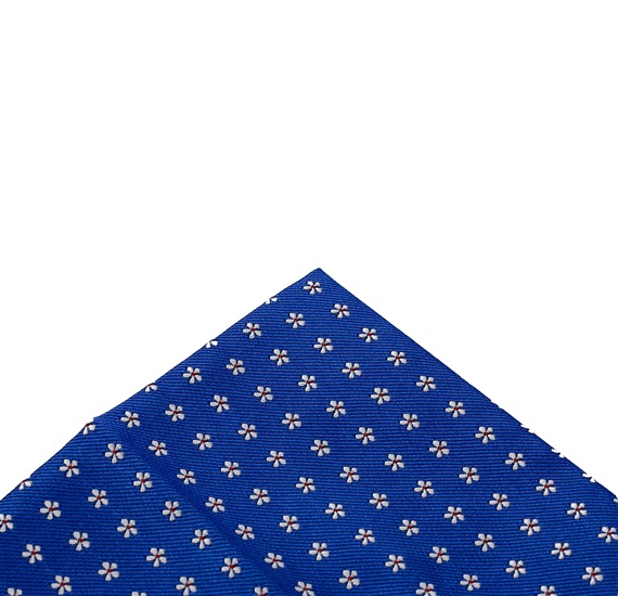 Royal blue pocket square with white daisies