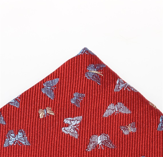 Garnet pocket square with butterflies