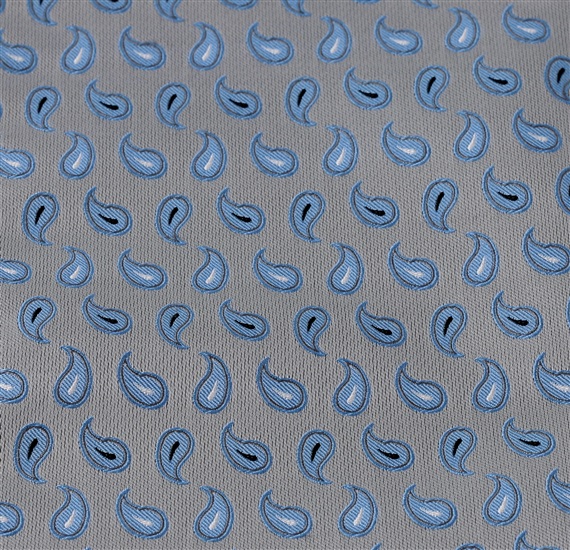 Grey pocket square with blue cashmere