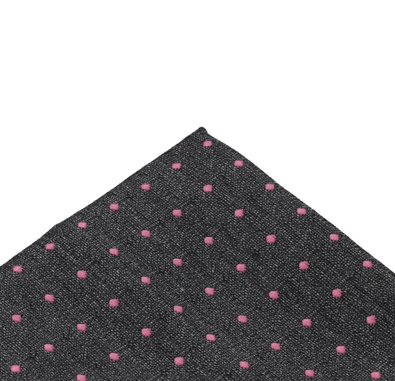 Grey pocket square with pink dots