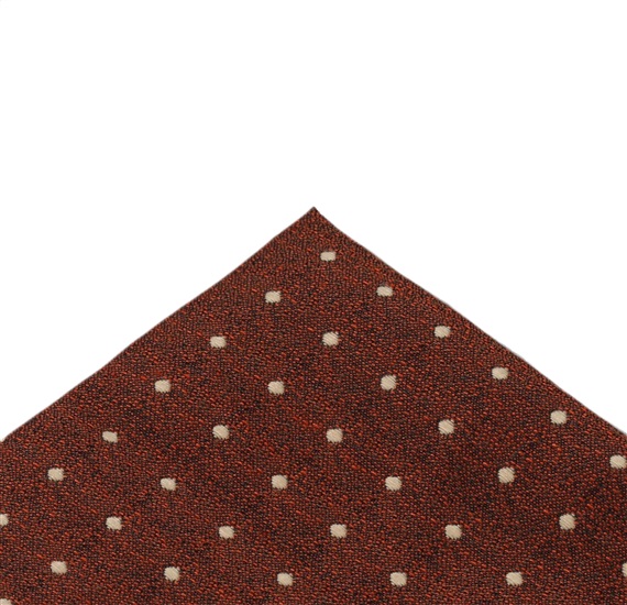 Brown orange pocket square with beige dots
