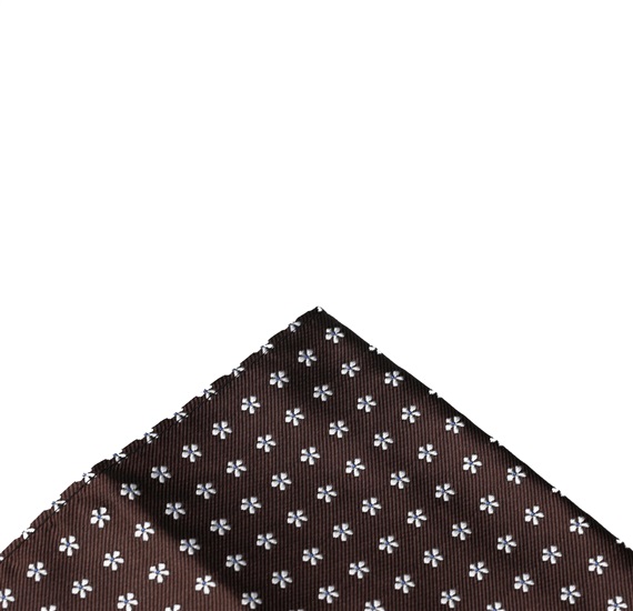 Brown pocket square with daisies