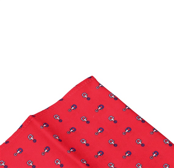 Red pocket square with stirrup