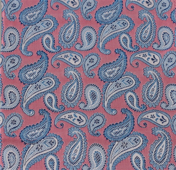 Pink pocket square with sky blue cashmere