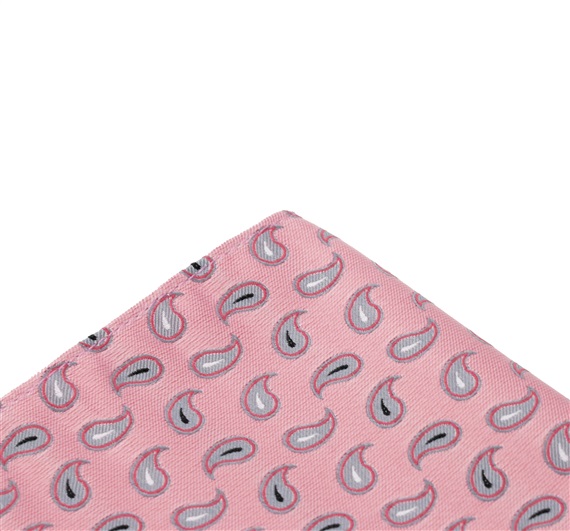 Pink pocket square with grey cashmere