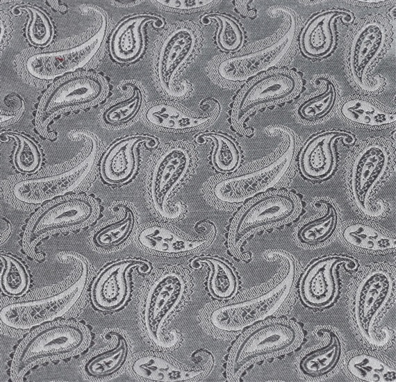 Grey silk pocket square with paisley