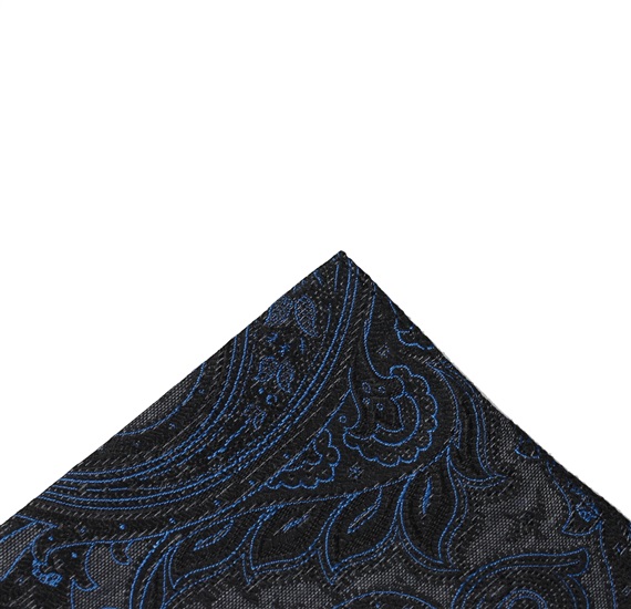Grey silk pocket square with paisley
