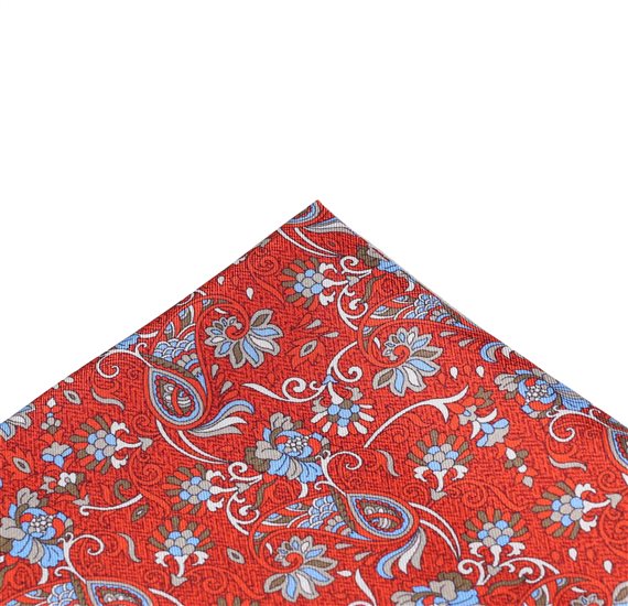 Dark Orange Pocket Square with Paisley