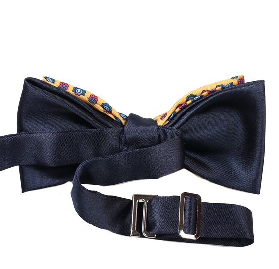 Reverse yellow bow tie with flowers