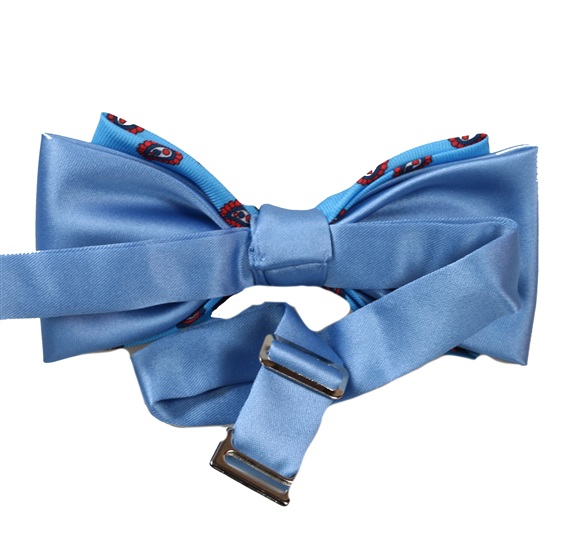Reverse sky blue bow tie with cashmere