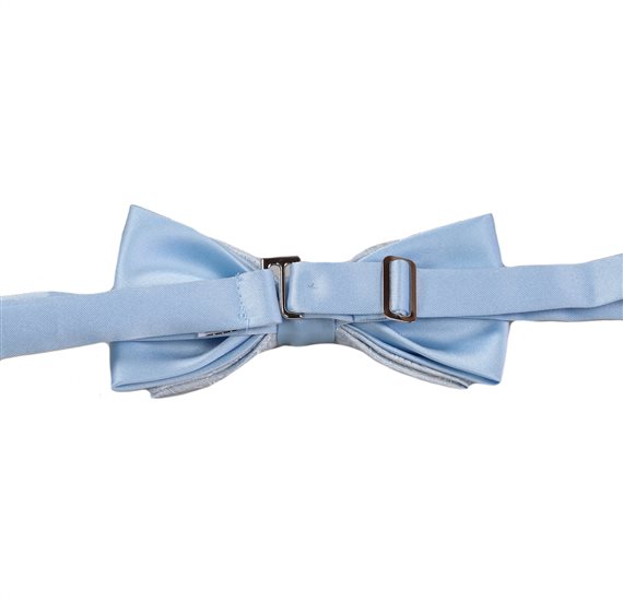 Reverse sky blue bow tie with paisley
