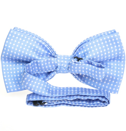 Sky blue bow tie reverse with white dots