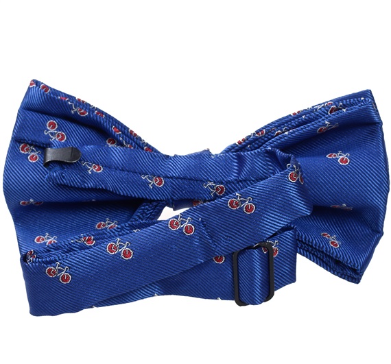 Reverse royal blue bow tie with red bikes