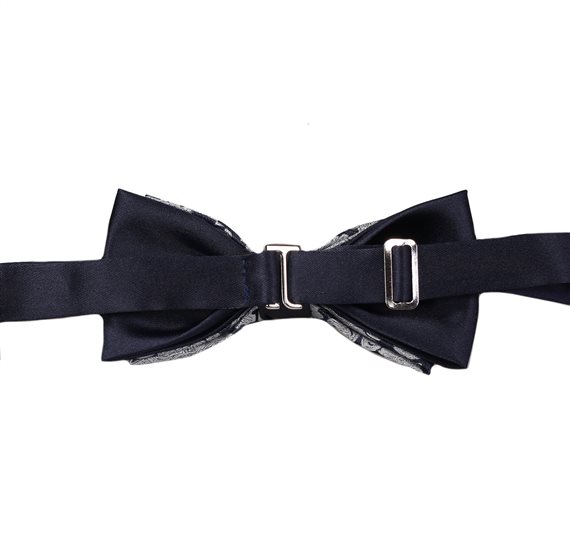 Reverse blue bow tie with design