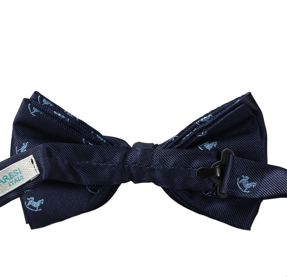 Revrese dark blue bow tie with horses