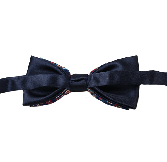 Reverse dark blue bow tie with cashmere