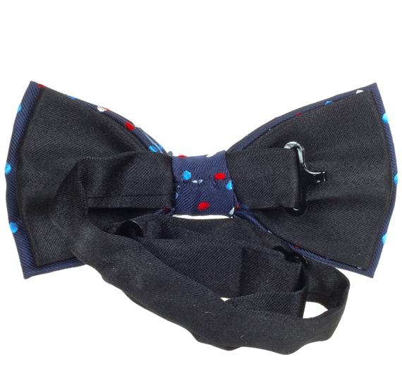 Blue bow tie with dots reverse