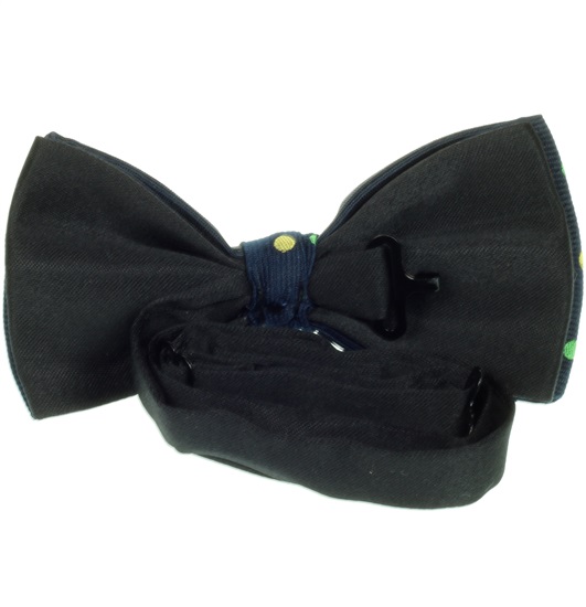 Blue bow tie reverse with multicolor dots