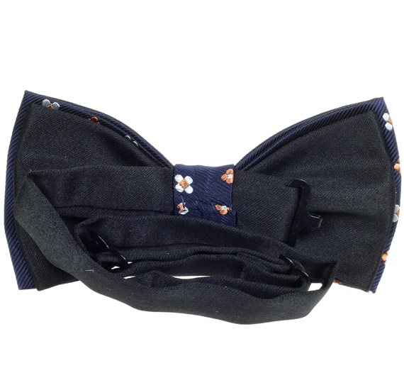 Blue bow tie with daisies reverse